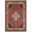 Tapis unique en laine noué à la main style Kazak rouge / beige des années 2000 de 5 pi 8 po x 7 pi 1 po Madeeha
