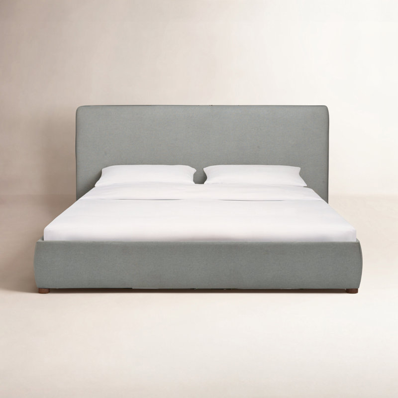 Callahan Upholstered Bed, King, Light Gray Linen