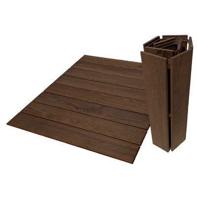 Thermo-Treated Wood Roll Deck Tile Mat 42 in. x 32 in. in Brown (1-Each)