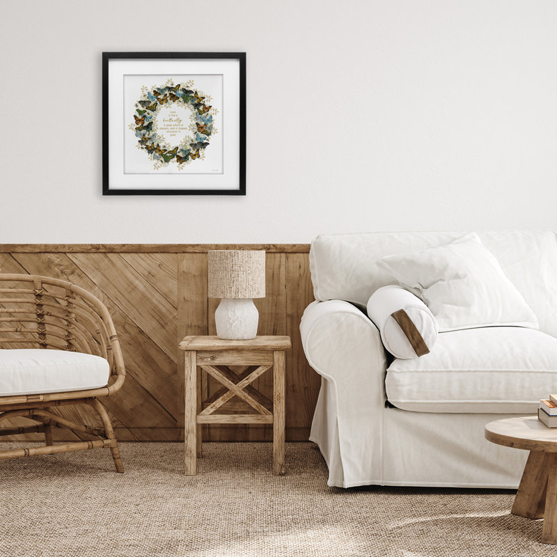 «Life Is Like A Butterfly Wreath», reproduction sous verre encadrée, design par Cindy Jacobs, H 13 po x l 13 po