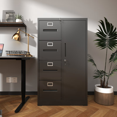 Classeur vertical en métal avec serrure, classeur en acier avec 4 tiroirs et 1 porte pour école, salon, chambre à coucher, bureau