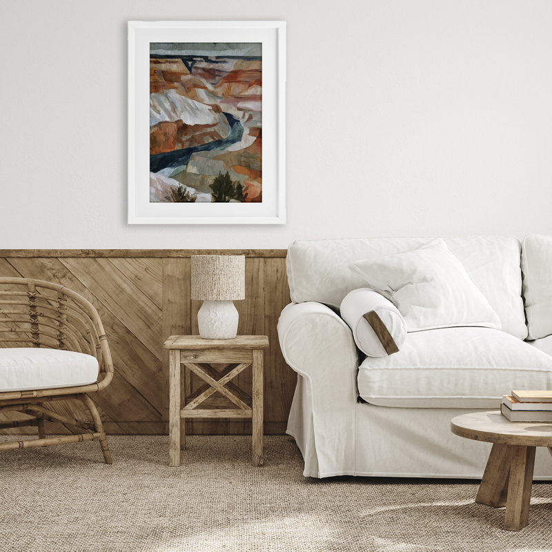 Impression encadrée sous verre Canyon Textures Impression par Glass, 23 x 17, Bord de mer blanc sous verre encadré