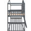 Lit superposé simple au-dessus d'un lit superposé gris en bois massif - Taille de la pièce centrale incluse pour plus de commodité