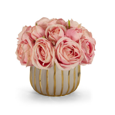 Silk Rose Arrangement in Vase