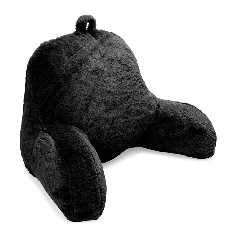 Faux Fur Backrest Pillow, Black