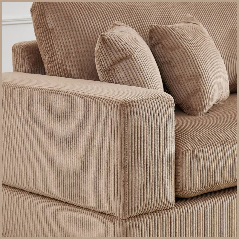 108" Reversible L-Shaped Couches With Deep Seat, Brown