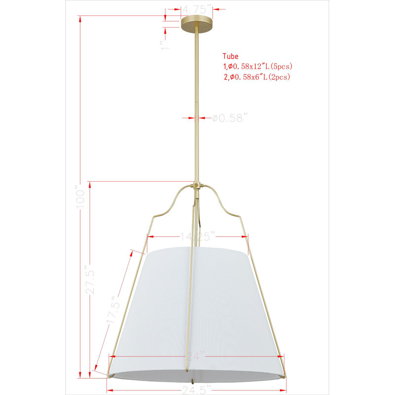 Luminaire suspendu en métal Suri, laiton poli