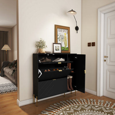 Armoire de rangement en MDF pour chaussures avec tiroirs et tablettes rabattables