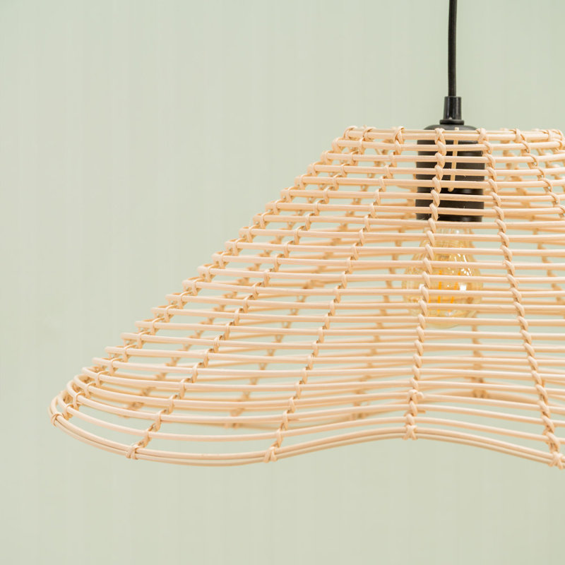 23cm H Rattan Round Pendant Shade ( Clip On ) in Beige
