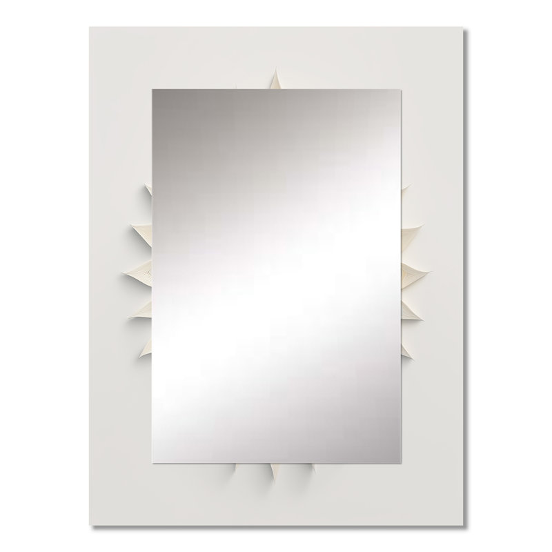 Visionary Dream Retro Mandala On White IX - Abstract Spirals Large Wall Mirror, Modern Decorative Mirror, Printed Metal Art