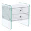 Armoire de chevet double - blanche, composée d'un autocollant et de verre trempé, look simple et élégant avec fonction de rangement, peut être utilisée comme table basse, facile à assembler rapidement
