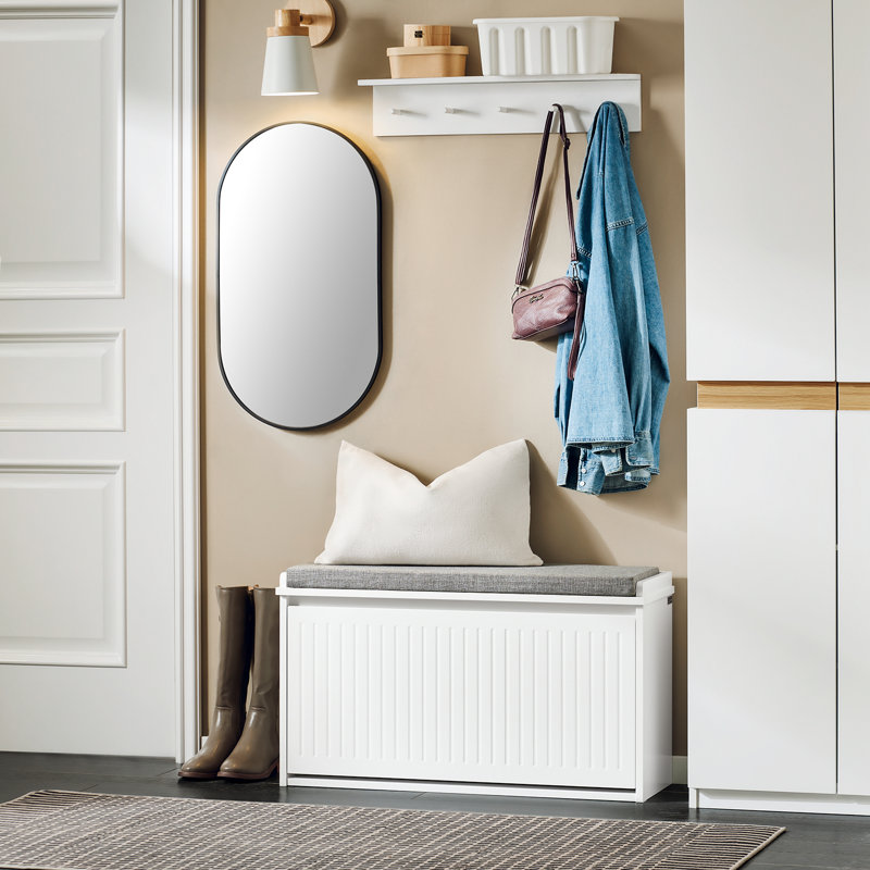 Boehm Polyester Upholstered Storage Bench, White