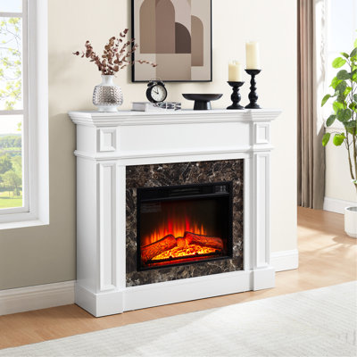 Freestanding White Electric Fireplace With , 45.6"w*11.8"d*40", 3d Flame Effect, Adjustable Temperature, Remote Timer Flame, Temperature 62 - 82, Timer, 4777