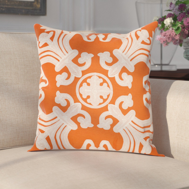 Embroidered Cotton Reversible Throw Pillow, Square 22", Navy/Blue