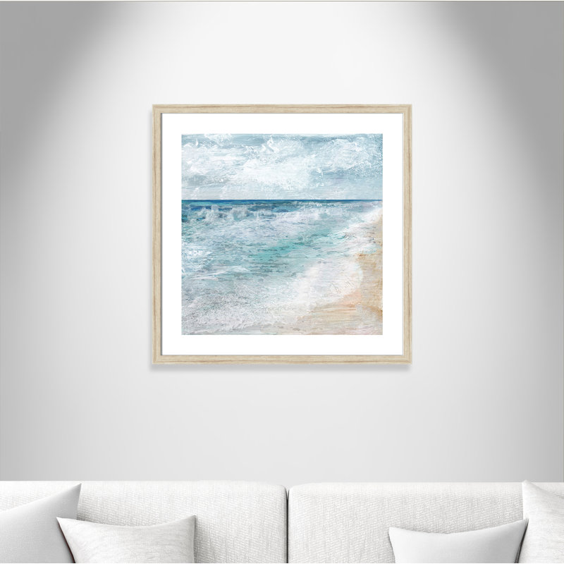 Balade au bord de l'eau - Peinture encadrée, Beige, H 28 po x l 28 po x P 1,25 po
