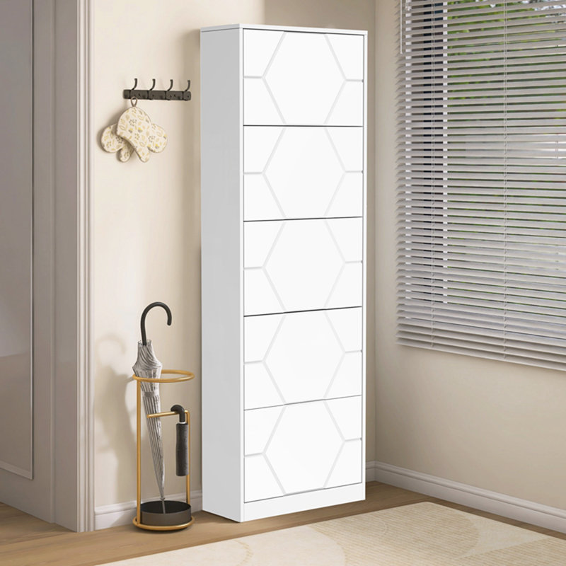 Armoire de rangement pour chaussures, range-chaussures à 5 niveaux avec panneaux sculptés