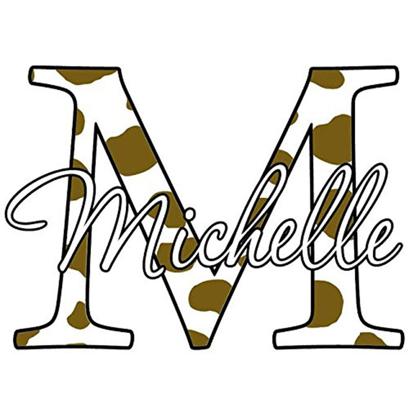 Décalcomanie murale nom imprimé monogramme, H 18 po x l 18 po x P 0,01 po, Brun, Oui