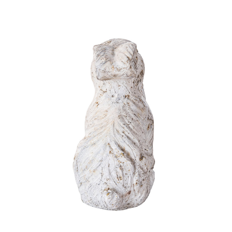 Vintage White Cement Sitting Bunny Figurine