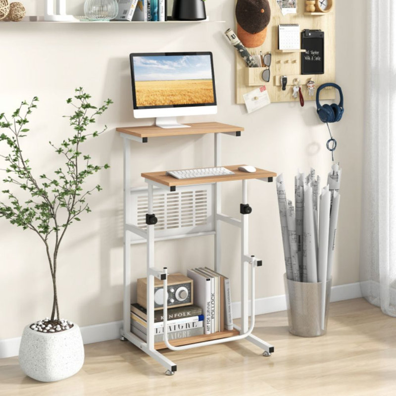 Standing Desk For Small Space Sit Stand Desk With Height Adjustable Desktop