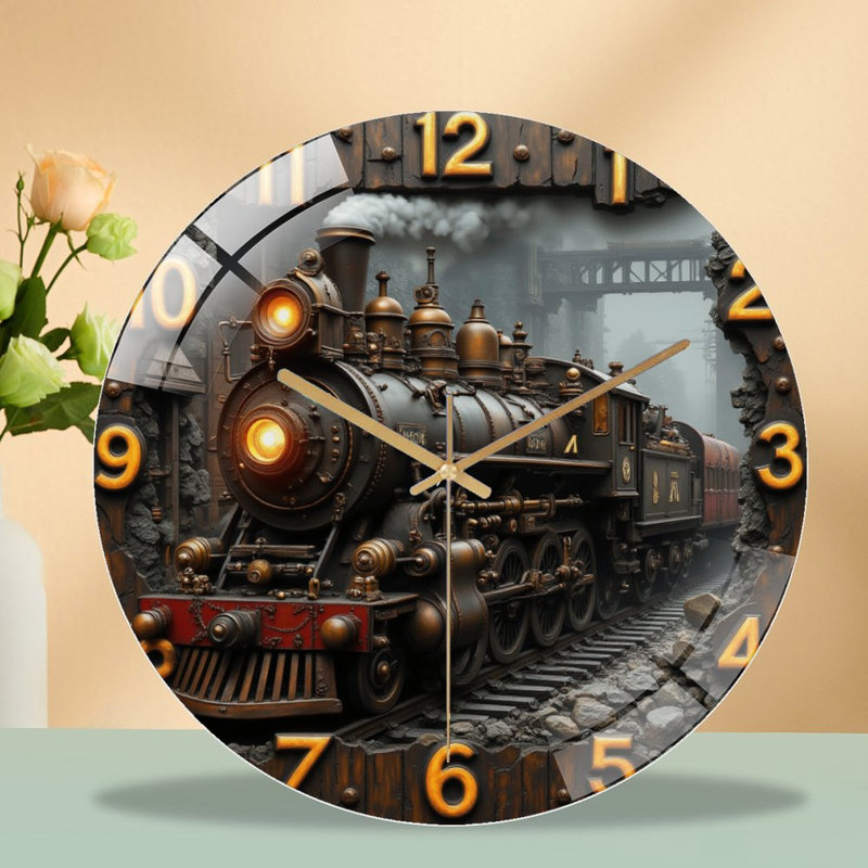 Horloge murale train rétro Vintage