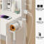 Armoire à miroir pleine grandeur + coiffeuse à miroir rond à DEL + tabouret rembourré, avec 2 centrales électriques + 2 centrales USB, miroir à DEL de 17 po de diamètre, commande tactile, 3 couleurs, luminosité réglable, grand bureau-598605154