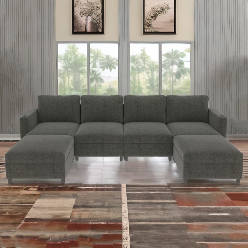 Tyse Upholstered 123.6'' Sofa, Gray Chenille