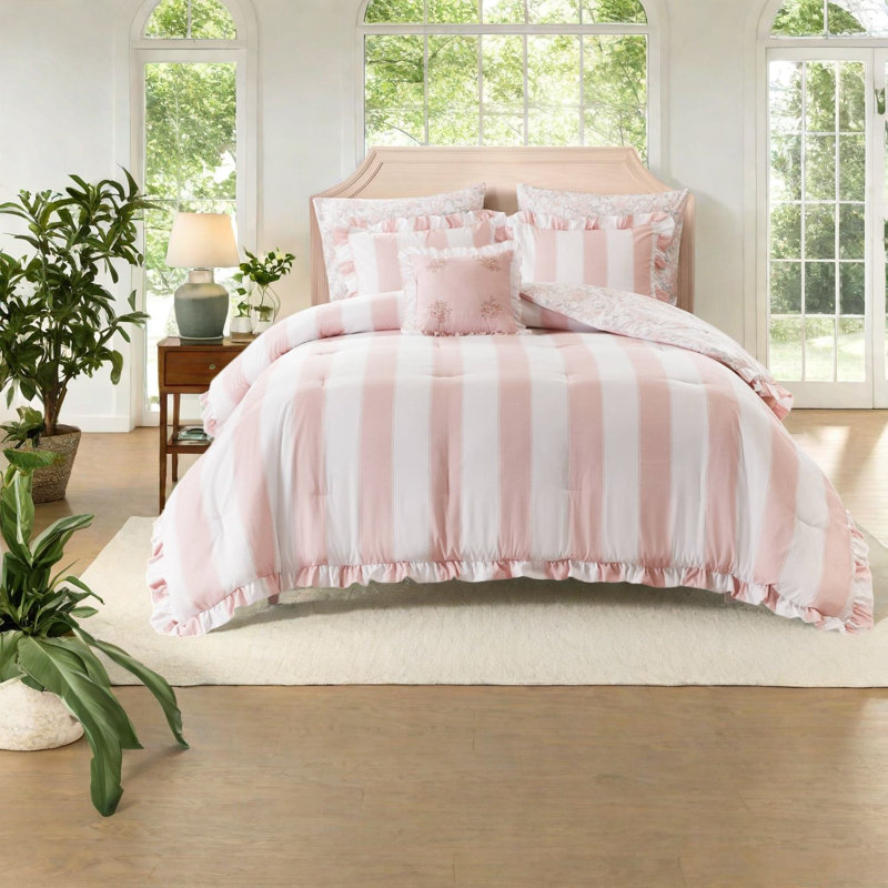 Striped and Toile Comforter Set