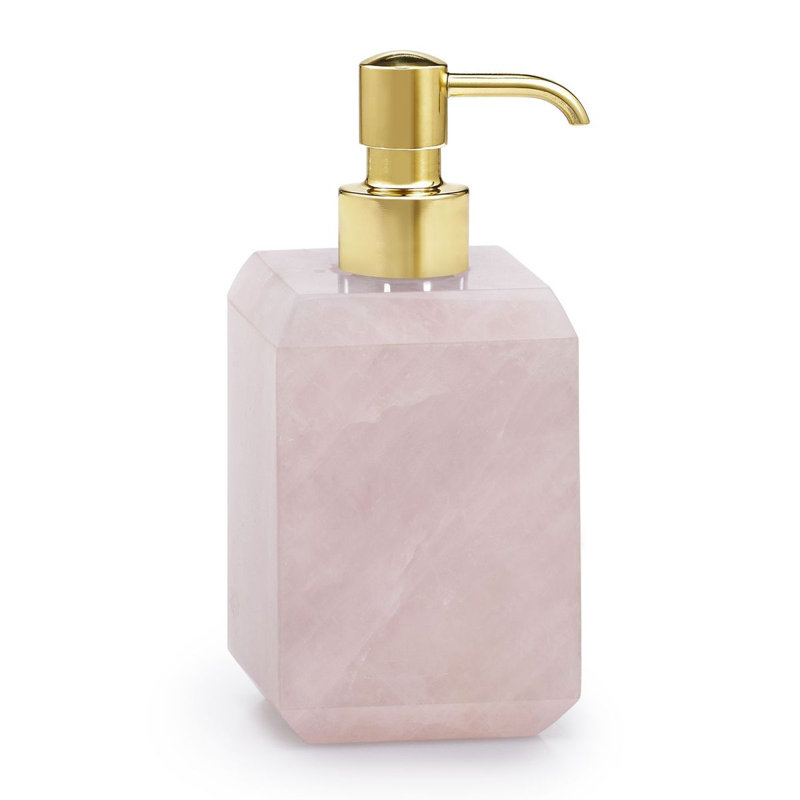 Rockwell Soap Dispenser, Pink/Polished Brass