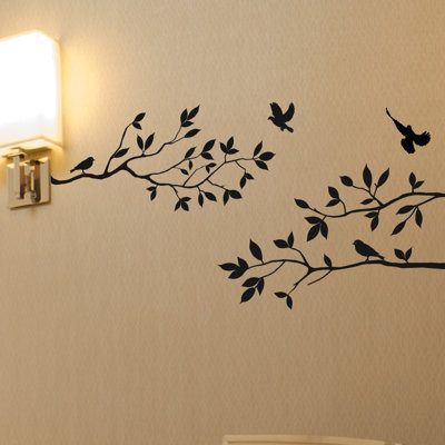 Adhésif mural branches d'arbre avec oiseaux