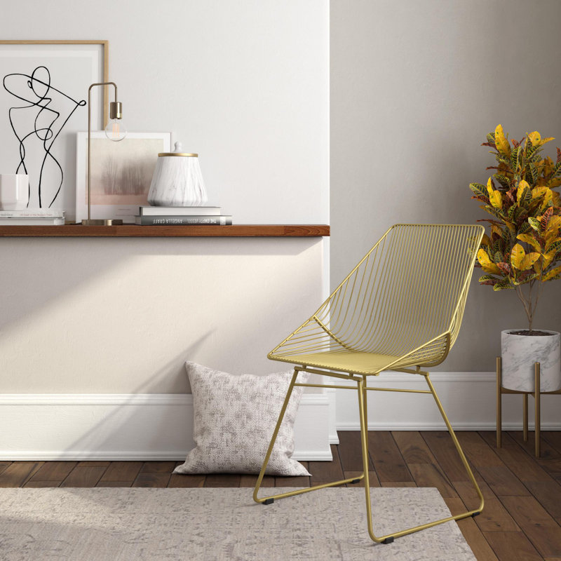 46cm H Slat Back Side Chair, Gold