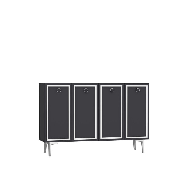 Console Modern Anthracite, panneau de particules 100% mélaminé, épaisseur: 0,7 pouce | Comprend plusieurs tablettes, une fixation murale et des accents argentés élégants | Parfait pour les espaces de vie contemporains