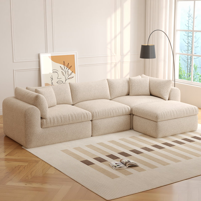 Canapé modulaire Boneless, Velours beige