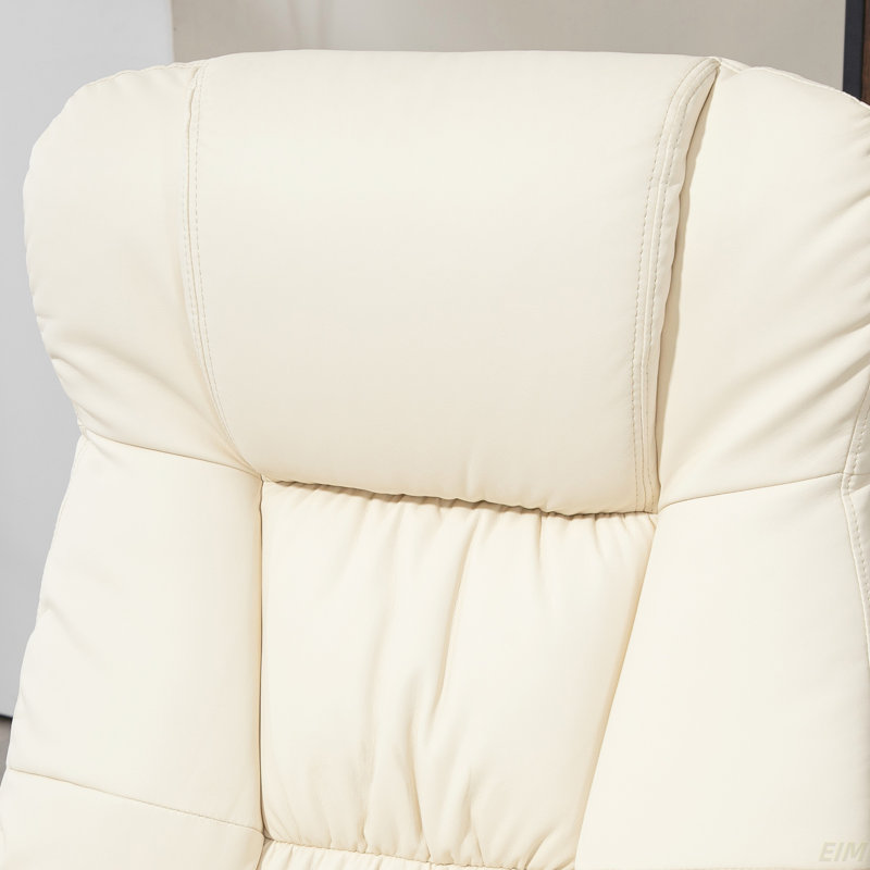 Recliner And Ottoman With Wrapped Base, Swivel PU Leather Reclining Chair With Footrest For Living Room, Bedroom And Home Office (Chair)