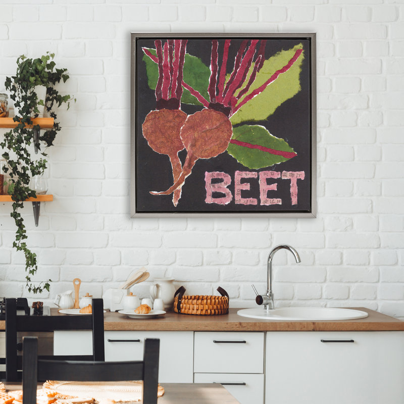 Cadre flottant de légumes-racines Beets, design par Nancy Overton, H 25 po x l 25 po, Cadre flottant gris lustré