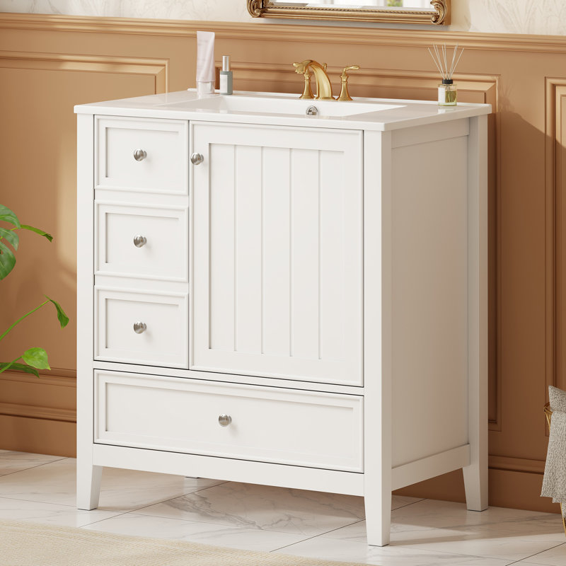 Meuble-lavabo de salle de bain avec lavabo, White