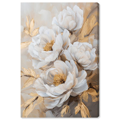 Art Remedy Elegant Flower Art Canvas, Blooming in the Golden Mist