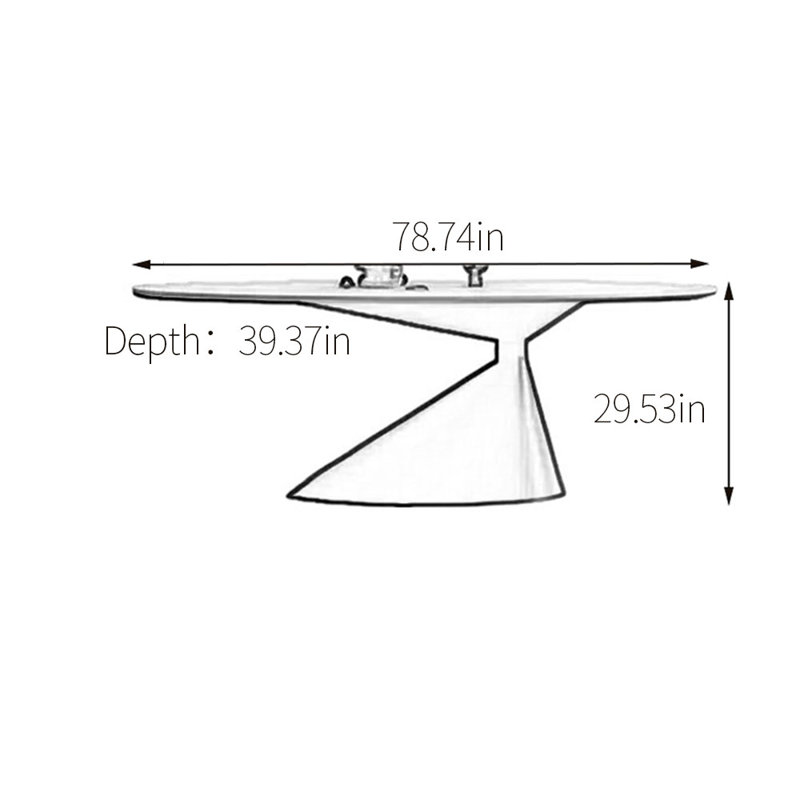 Table de salle à manger ovale en pierre frittée, H 29,53 po x L 78,74 po x l 39,37 po, Noir