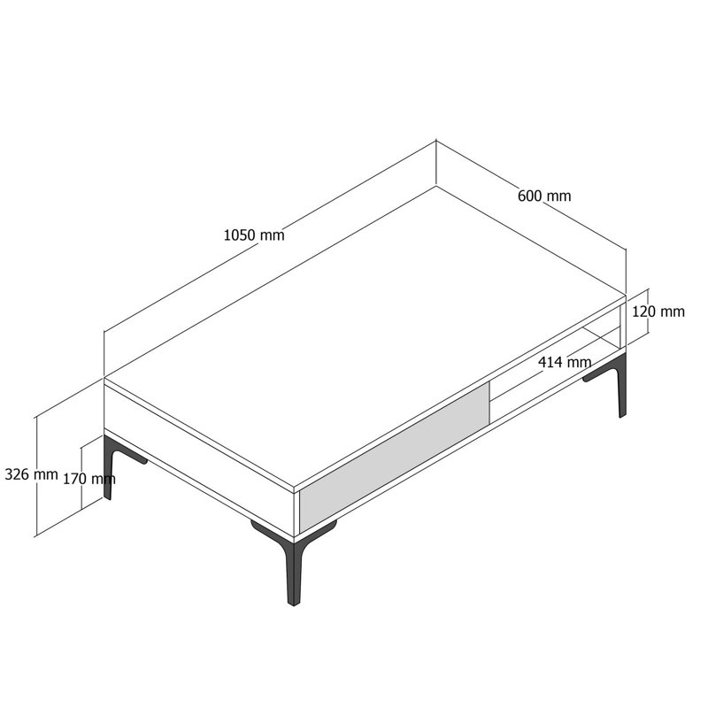 Table basse à 4 pieds avec rangement, Noyer