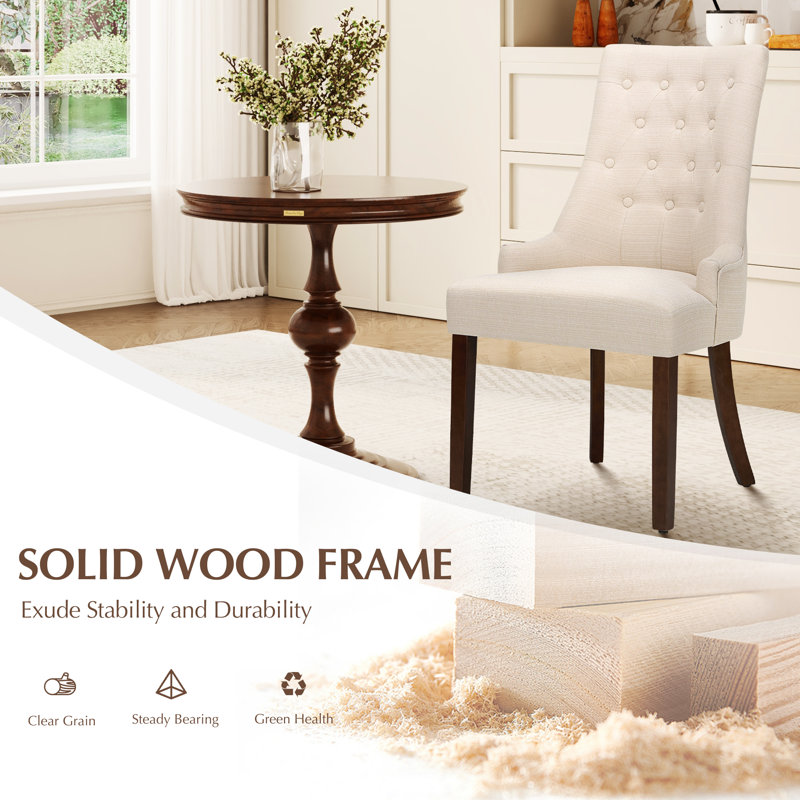 51cm H Tufted Fabric Upholstered Side Chair, Beige