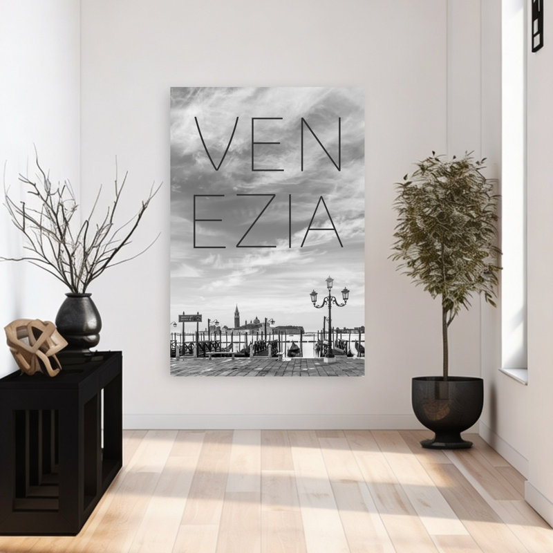 Paysage urbain de Venise, gondole, art abstrait minimaliste, art mural, 48" H x 32" W