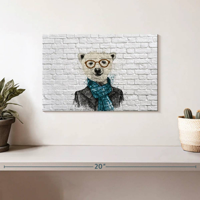 Brampt Dapper Polar Bear, 8" H x 12" W