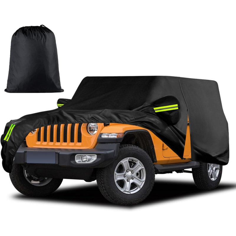 Waterproof Car Cover Outdoor Sun Rain Snow Hail Protection With Driver Door Zipper