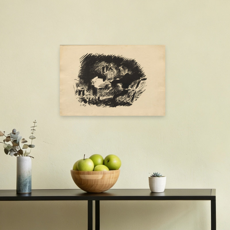 Sous la lampe, 1875, estampe d'art mural abstrait contemporain impressionniste, H 12 po x l 18 po