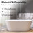 63-Inch Oval Freestanding Solid Surface Soaking Bathtub With Drain