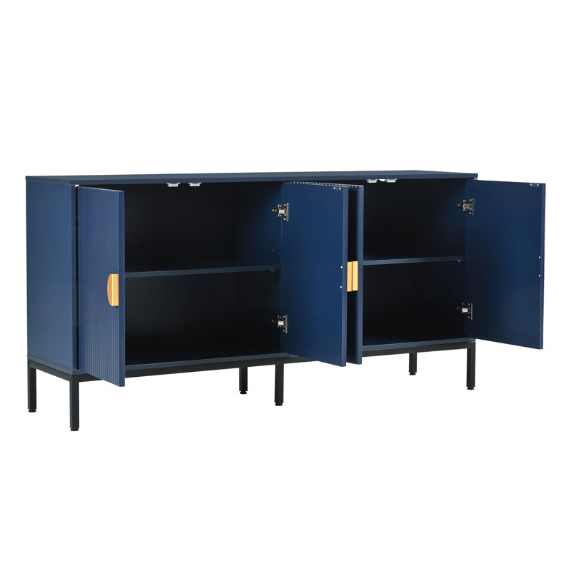 Buffet à quatre portes exquis avec construction durable et rangement polyvalent, Marine