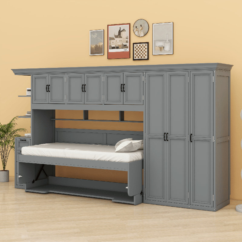 Lit escamotable avec garde-robe Murphy, Gris