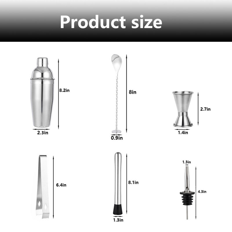 Ensemble d'outils de bar en acier inoxydable Demetrous