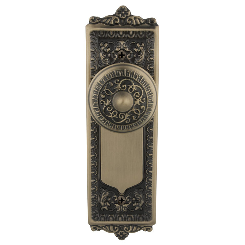 Egg & Dart Plate with Egg & Dart Door Knob, Antique Brass, 2-3/8"