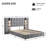 Velvet Queen Upholstered Bed with Built-in Reading Lamp & USB Port, Wide Headboard, Grey