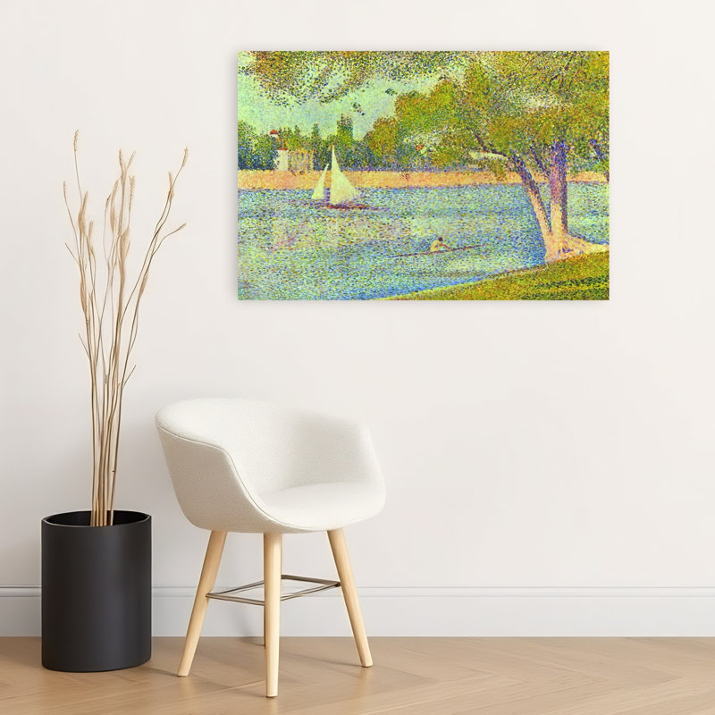 Banks Of Seine Classic Traditional Abstract Beach City Wall Art Print by Georges Seurat - 1 Piece Wrapped Canvas Wall Art